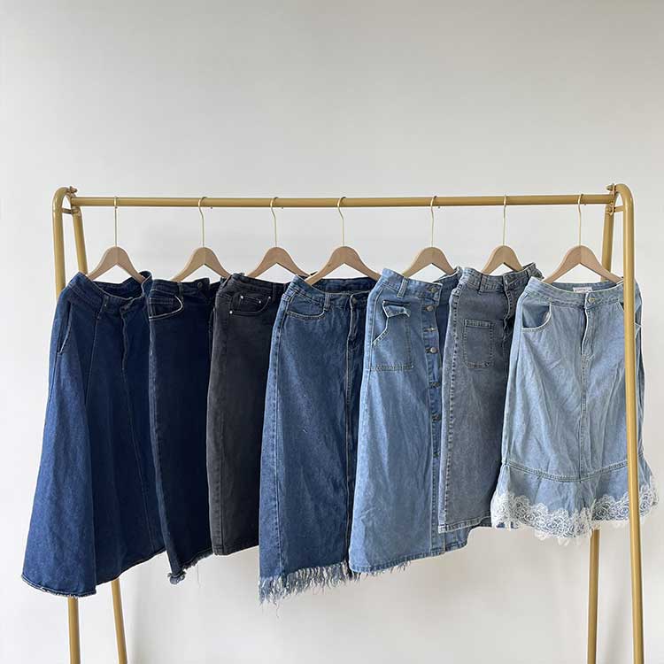 Úsáidte Denim Sciorta Fada na mBan